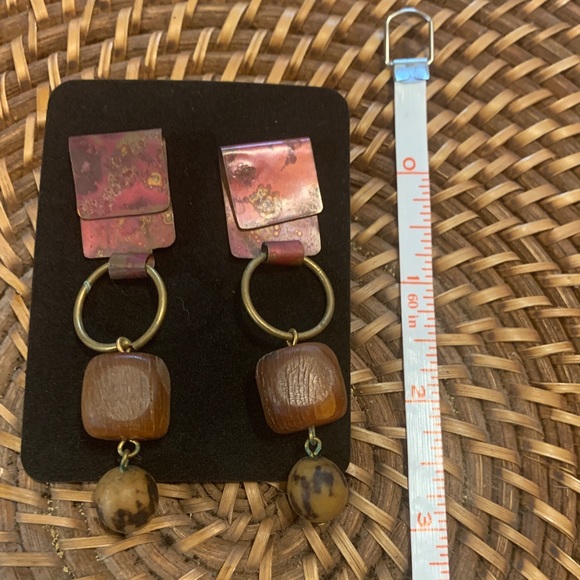🌻2 for $15🌻 One Of A Kind Metal And Wood Earrings - Picture 2 of 4